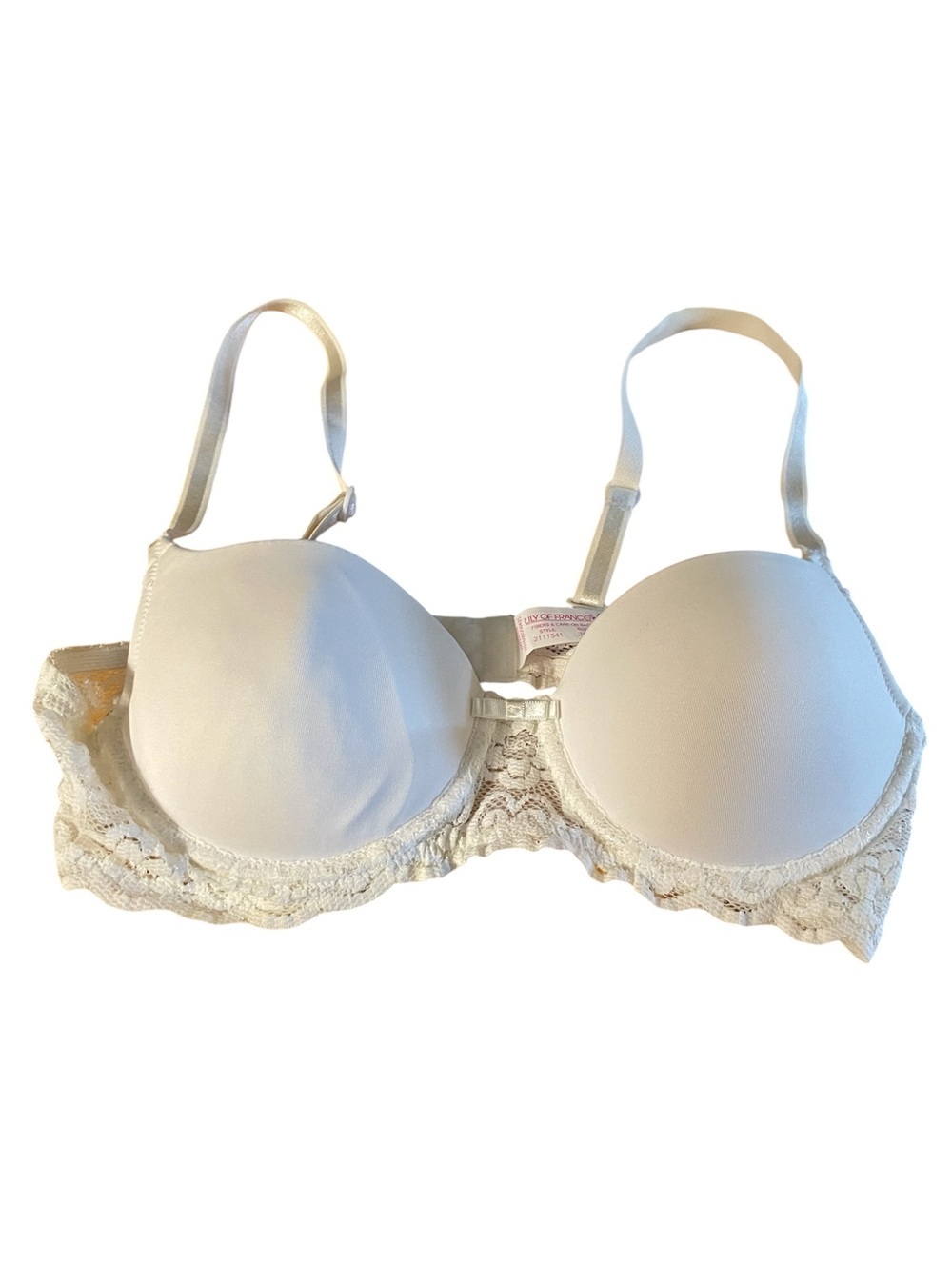 Lily of France White detailed Lace Underwire T-Shirt Bra. Size 34B like new!